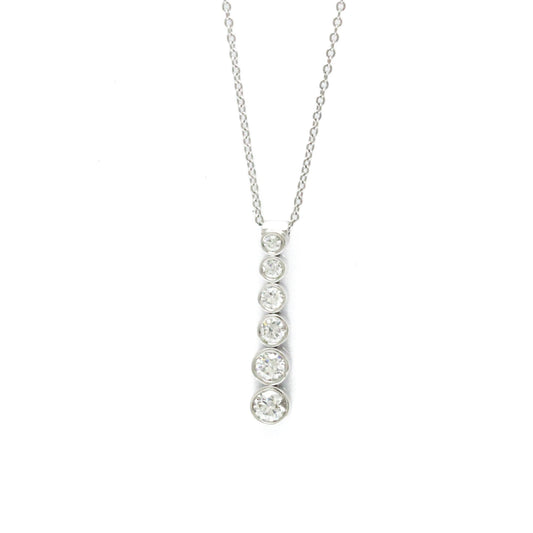 Tiffany & Co. Jazz Graduated Drop Pendant Necklace Platinum and Diamonds, Silver, Platinum, Necklace