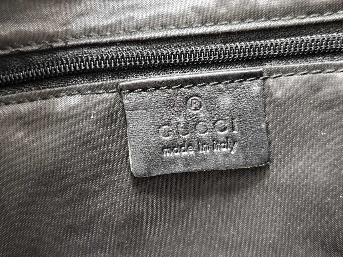 Gucci Bamboo Top Handle GG Canvas, Navy, Canvas, Handbag