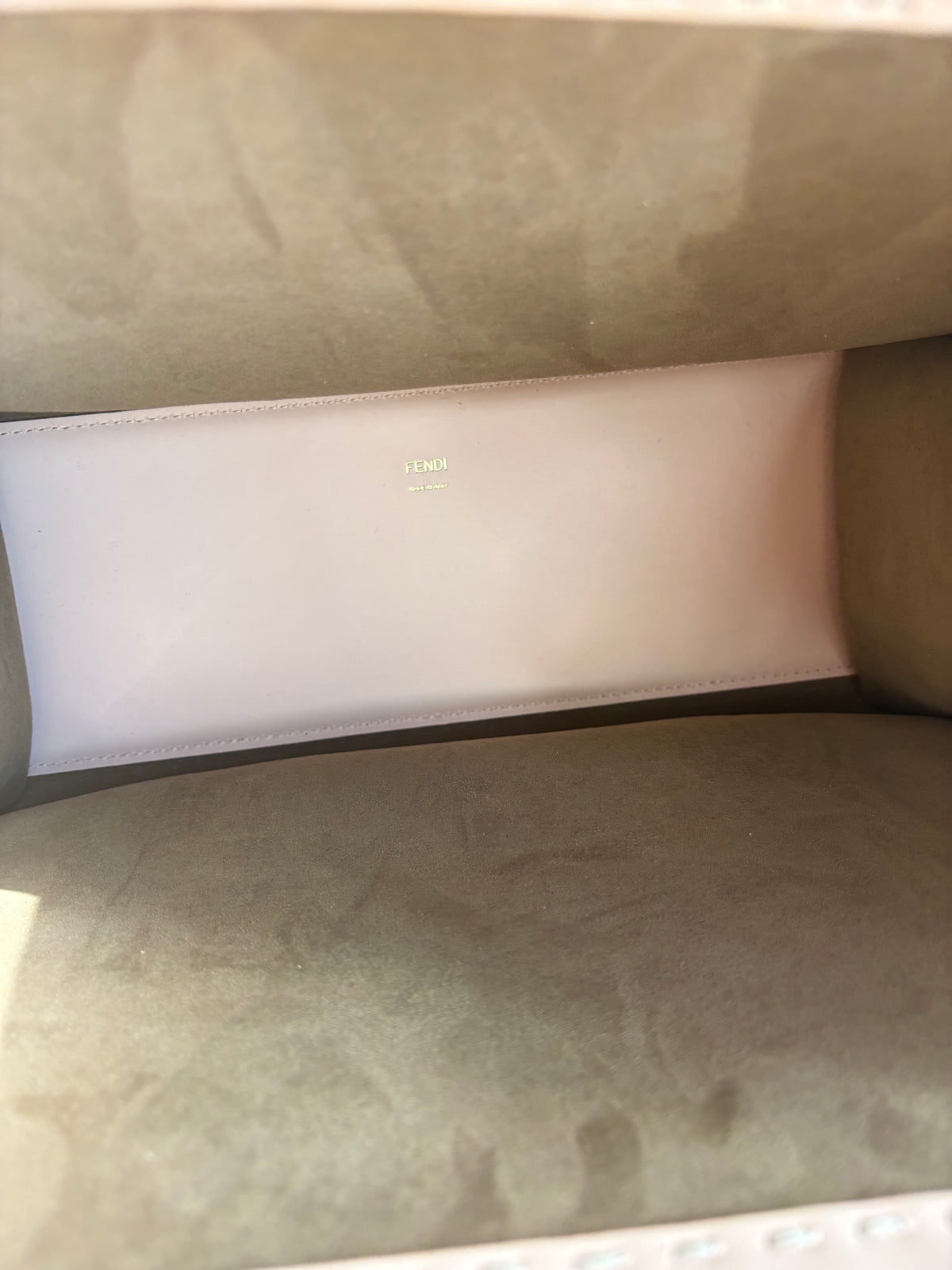 Fendi Sunshine Shopper Tote Whipstitch Leather, Pink, Leather, Tote Bag
