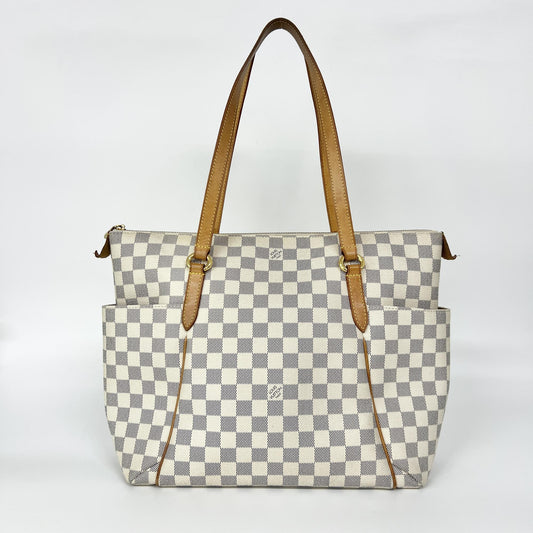 Louis Vuitton Totally Handbag Damier azur, White, Canvas, Handbag