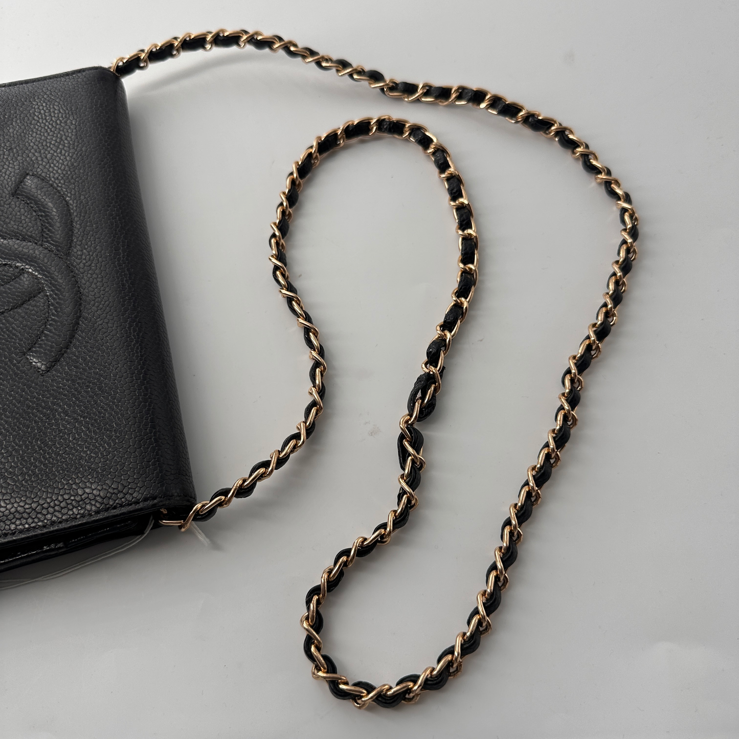 Chanel Wallet On Chain, Black, Leather, shoulder