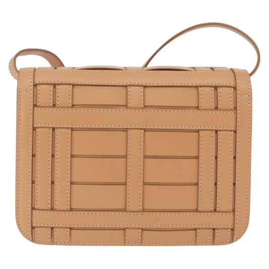 Burberry TB Flap Woven Leather, Beige, Leather, Handbag