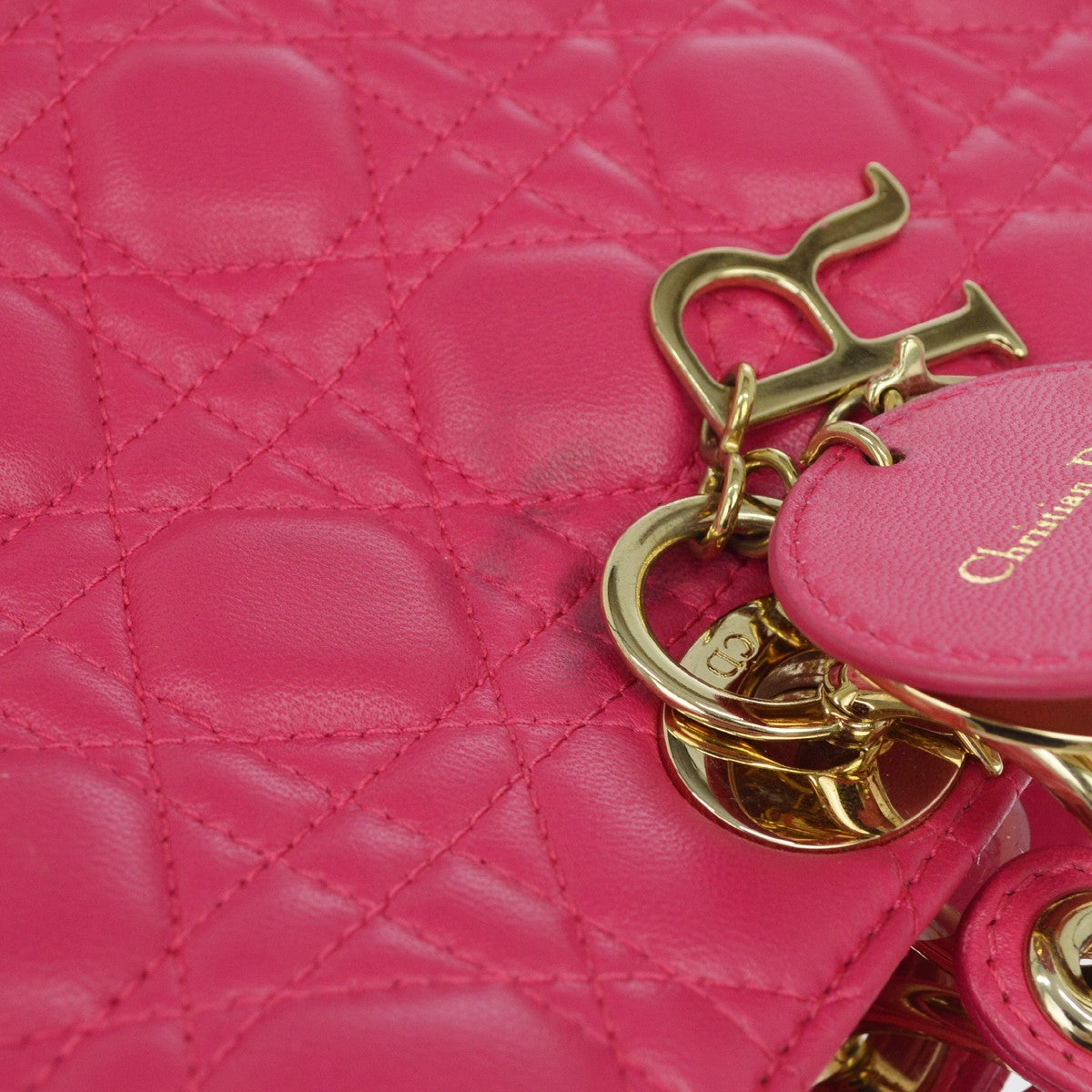 Christian Dior Lady Dior Cannage, Pink, Leather, Handbag