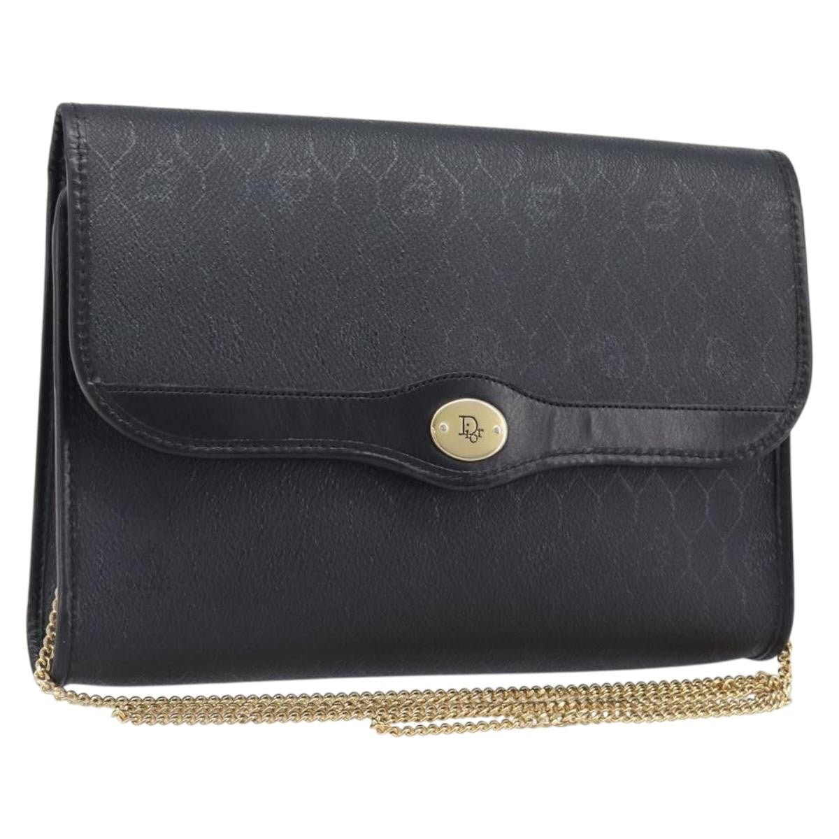 Christian Dior Vintage Honeycomb chain Canvas, Black, Canvas, Shoulder Bag