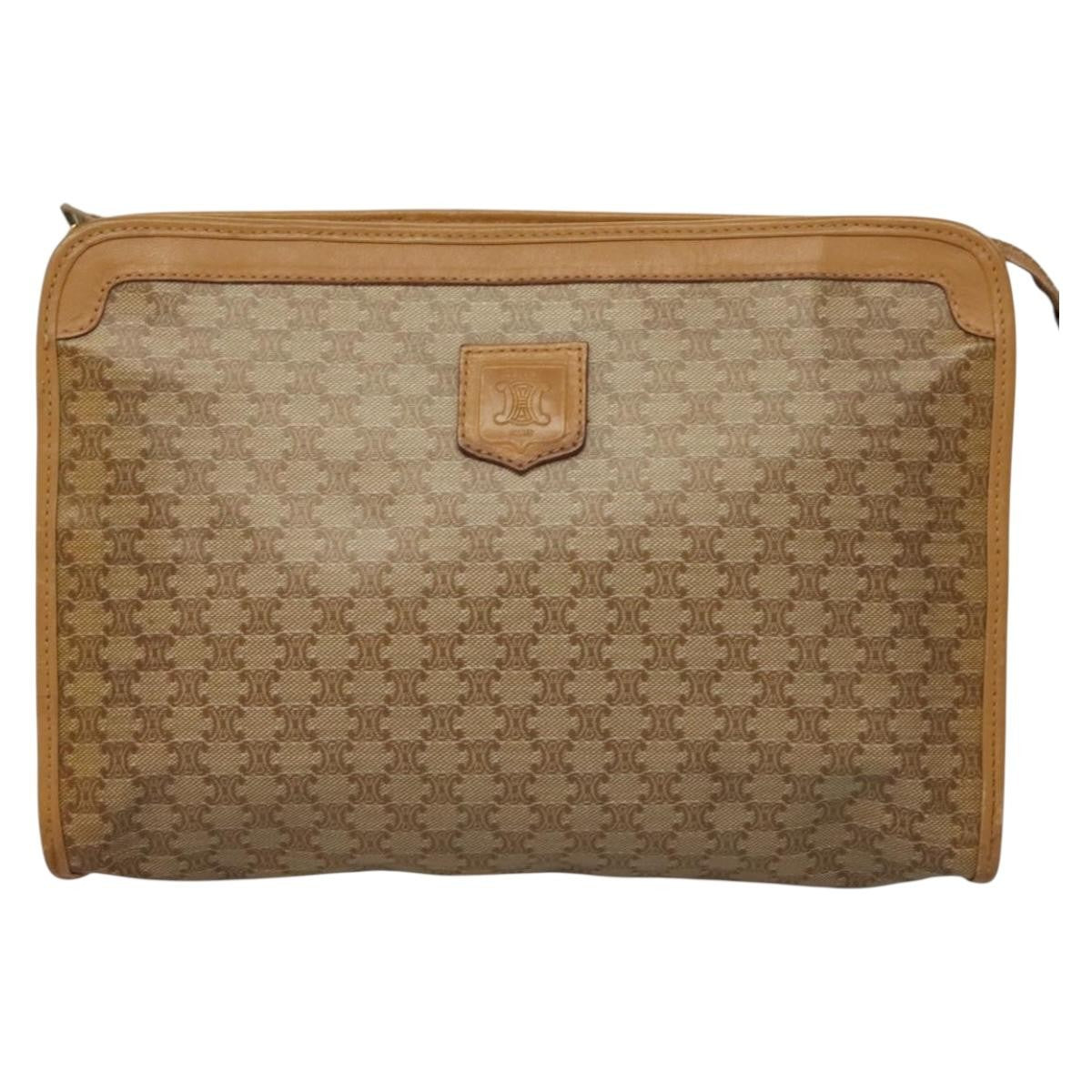 Celine Macadam Pochette Clutch, Beige, PVC, Clutch