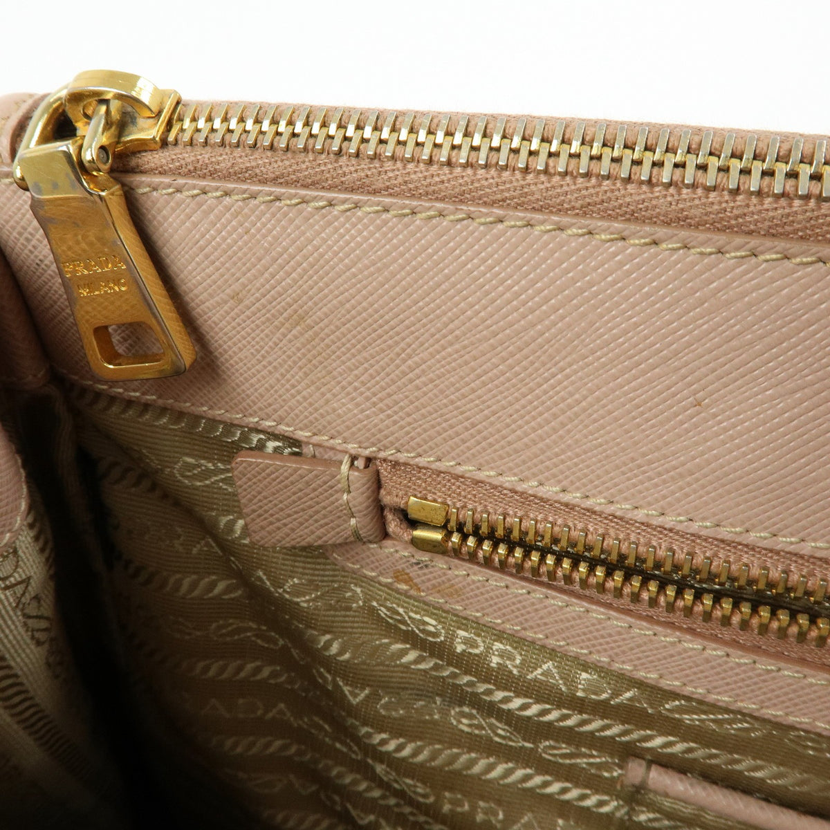 Prada Galleria Double Zip Saffiano Leather, Pink, Leather, Tote Bag
