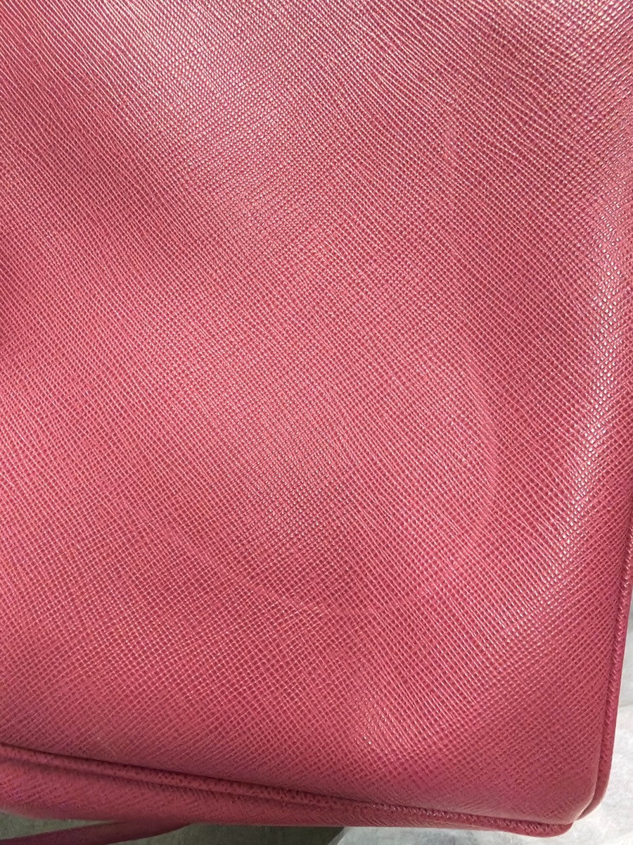 Prada Double Zip Lux Convertible Tote Saffiano Leather, Pink, Leather, Tote Bag