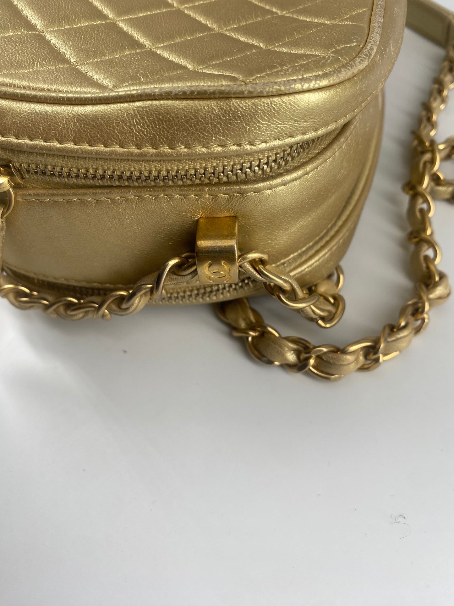 Chanel Camera, Gold, Leather, shoulder