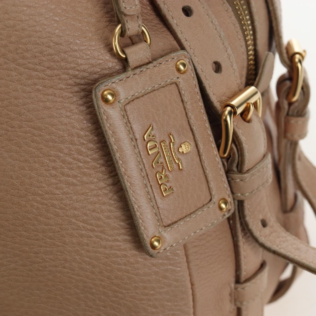 Prada Tote Leather, Beige, Leather, Tote Bag