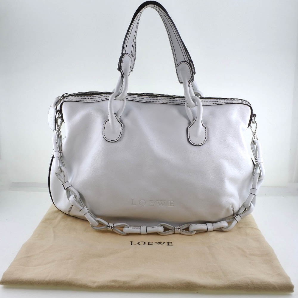Loewe, White, Leather, shoulder