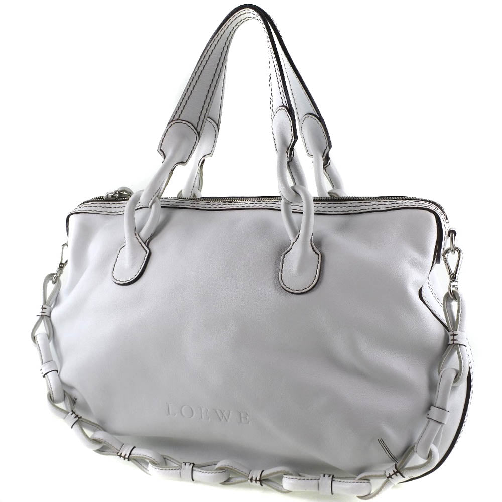 Loewe, White, Leather, shoulder