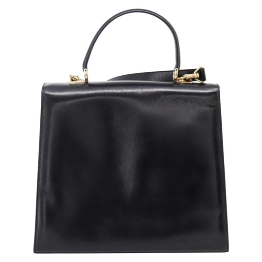 Gucci Vintage Lady Lock Top Handle Leather, Black, Leather, Handbag