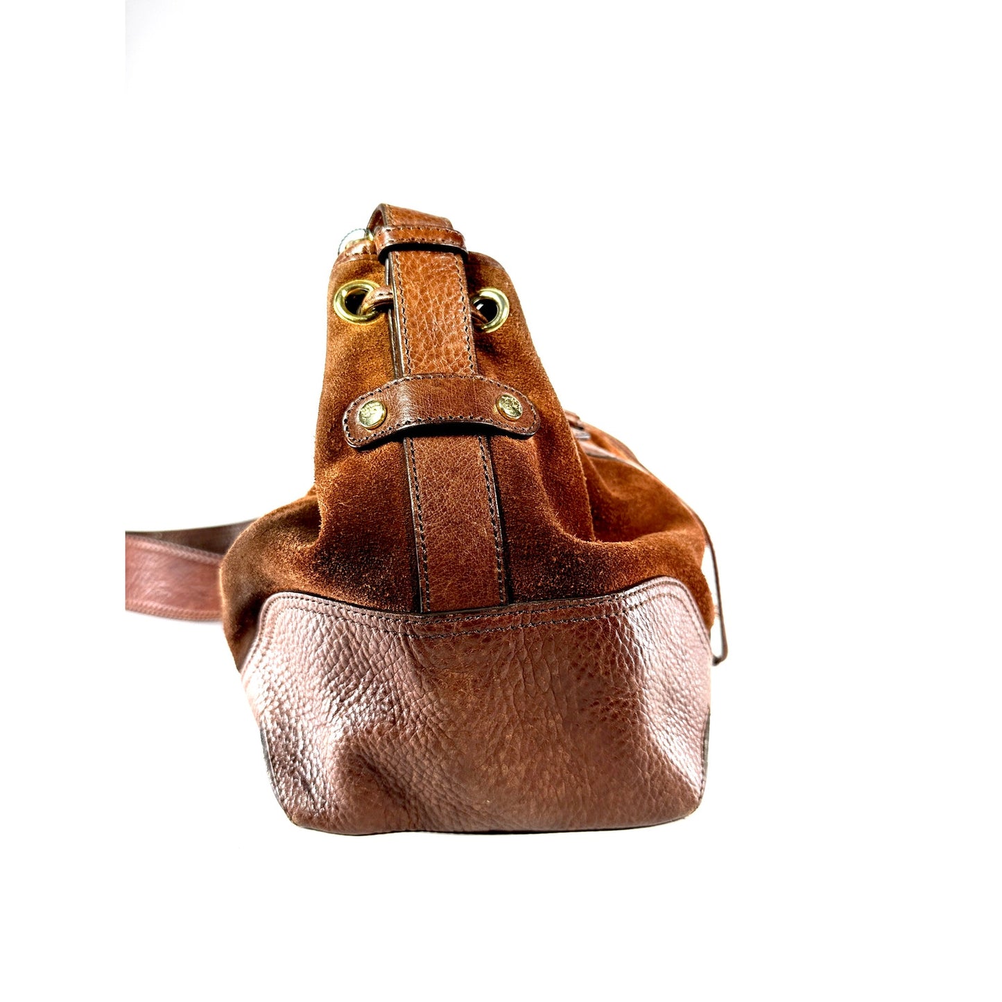BURBERRY Suede Leather Drawstring Hobo
