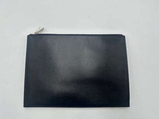 Saint Laurent Zip Pouch Leather, Black, Leather, Clutch