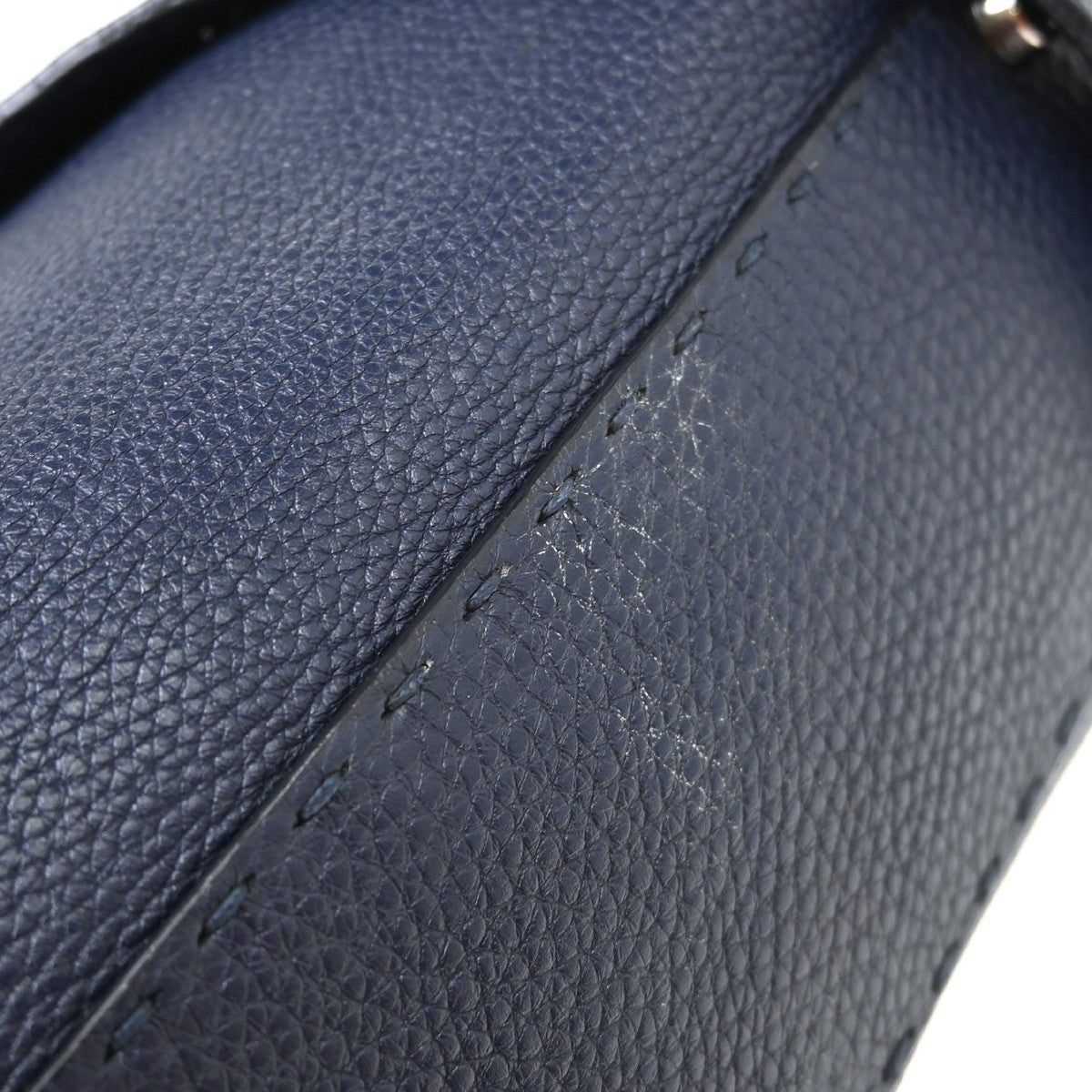 Fendi Peekaboo Soft Leather, Navy, Leather, Handbag