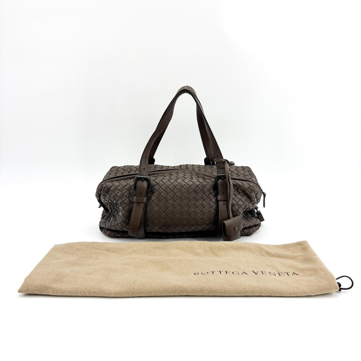 Bottega Veneta Montaigne Handle Intrecciato Nappa, Brown, Other, Handbag