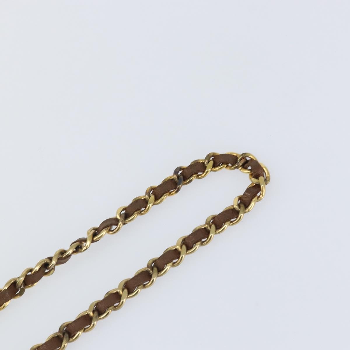 Chanel Vintage Logo Chain Belt Metal and Leather, Brown, Metal, Belt