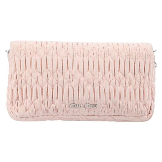 Miu Miu Crystal Full Flap Printed Calf Hair and Matelasse Leather, Pink, Satin, Shoulder Bag