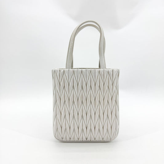 Miu Miu Matelassé Nappa Leather Top Handle Bag Leather, White, Leather, Clutch