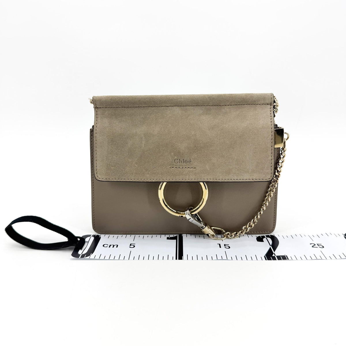 Chloe Faye Clutch Leather and Suede, Beige, Calfskin, Clutch