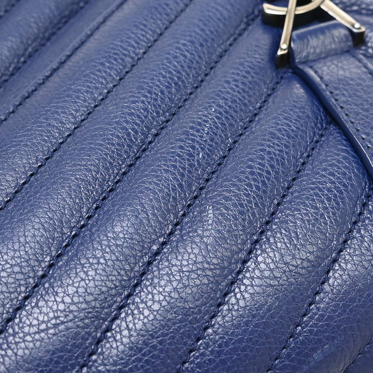 Saint Laurent Classic Monogram College Matelasse Chevron Leather, Blue, Leather, Handbag
