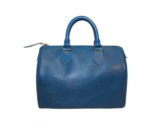 Louis Vuitton Speedy Handbag Epi Leather, BLUE, LEATHER, Handbag