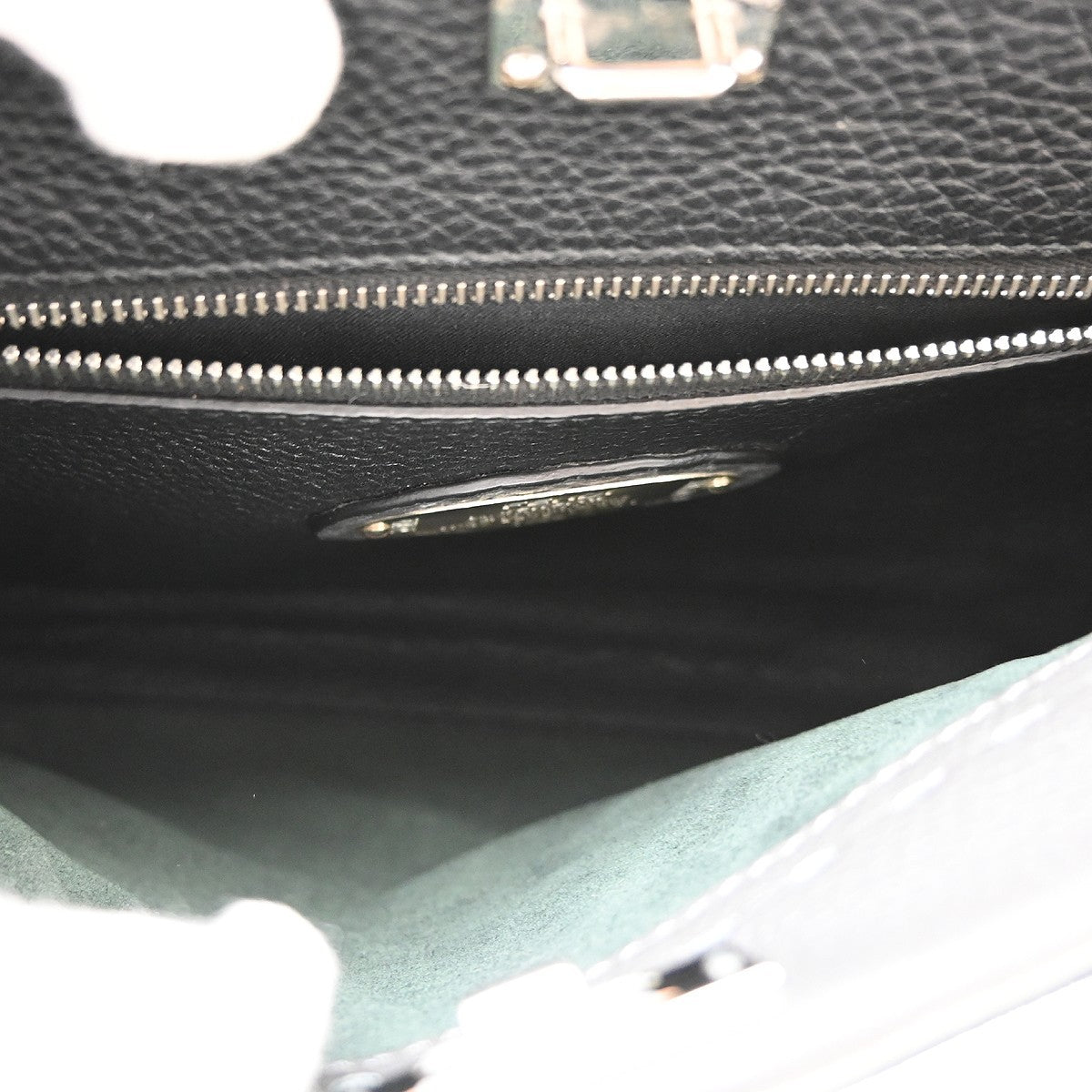 Fendi Peekaboo Fit Leather with Zucca Embossed Leather, Black, Leather, Handbag