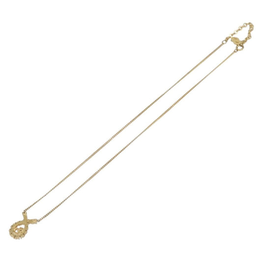 Christian Dior Vintage Logo Pendant Metal, Gold, Metal, Necklace