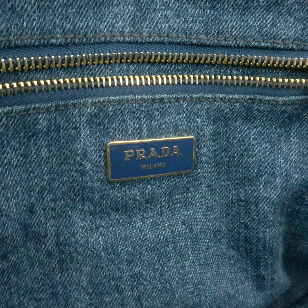 Prada Canapa Denim, Blue, Denim, Tote Bag