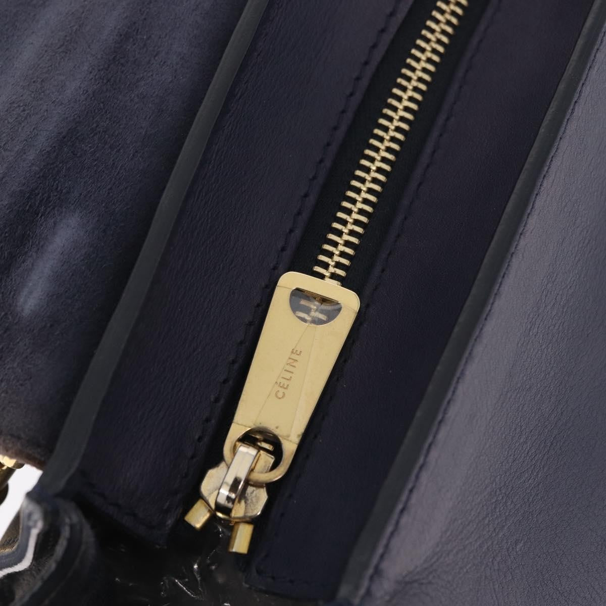 Celine Tricolor Trapeze Leather, Navy, Leather, Handbag