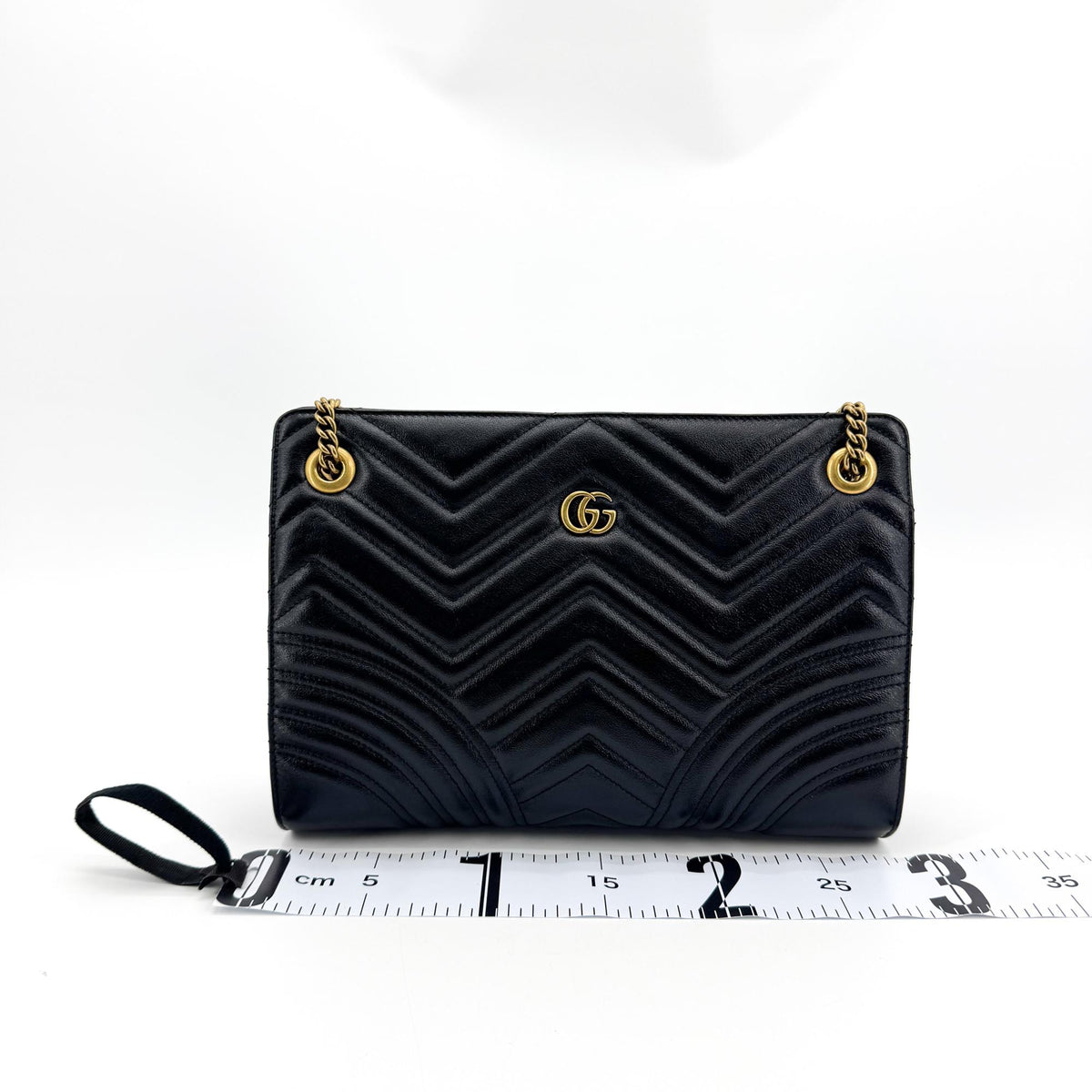 Gucci GG Marmont Accordion Matelasse Leather, Black, Leather, Shoulder Bag