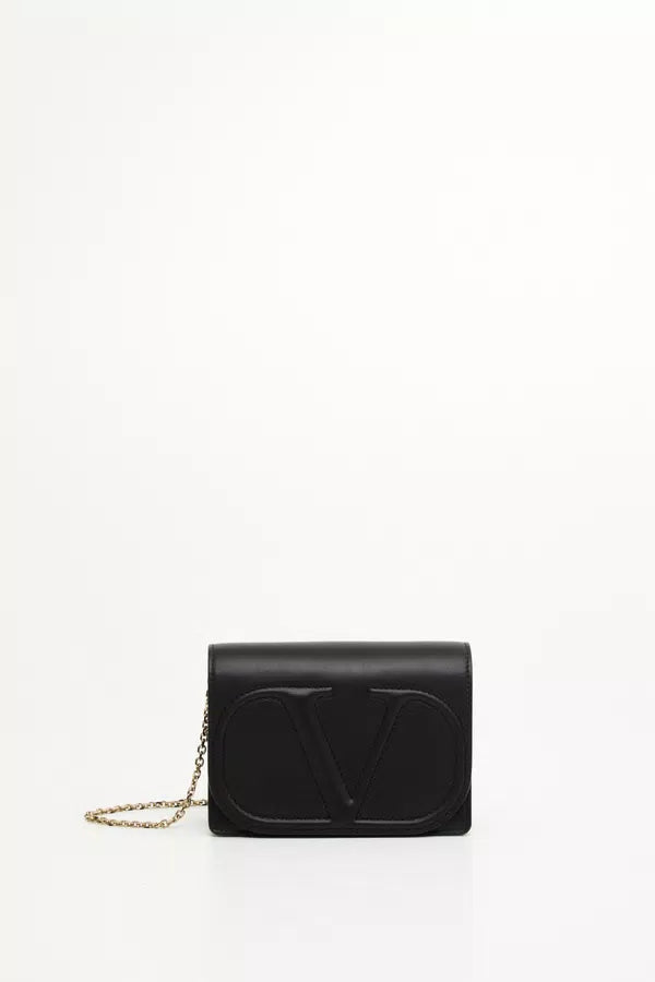 Valentino Garavani Chain Flap Shoulder Bag Leather, BLACK, LEATHER, Shoulder bag