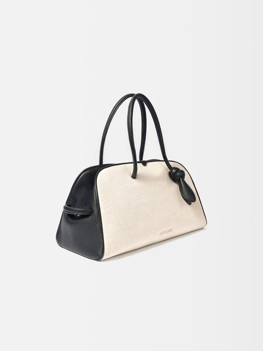 Jacquemus TURISMO linen, BEIGE, LINEN, Handbag