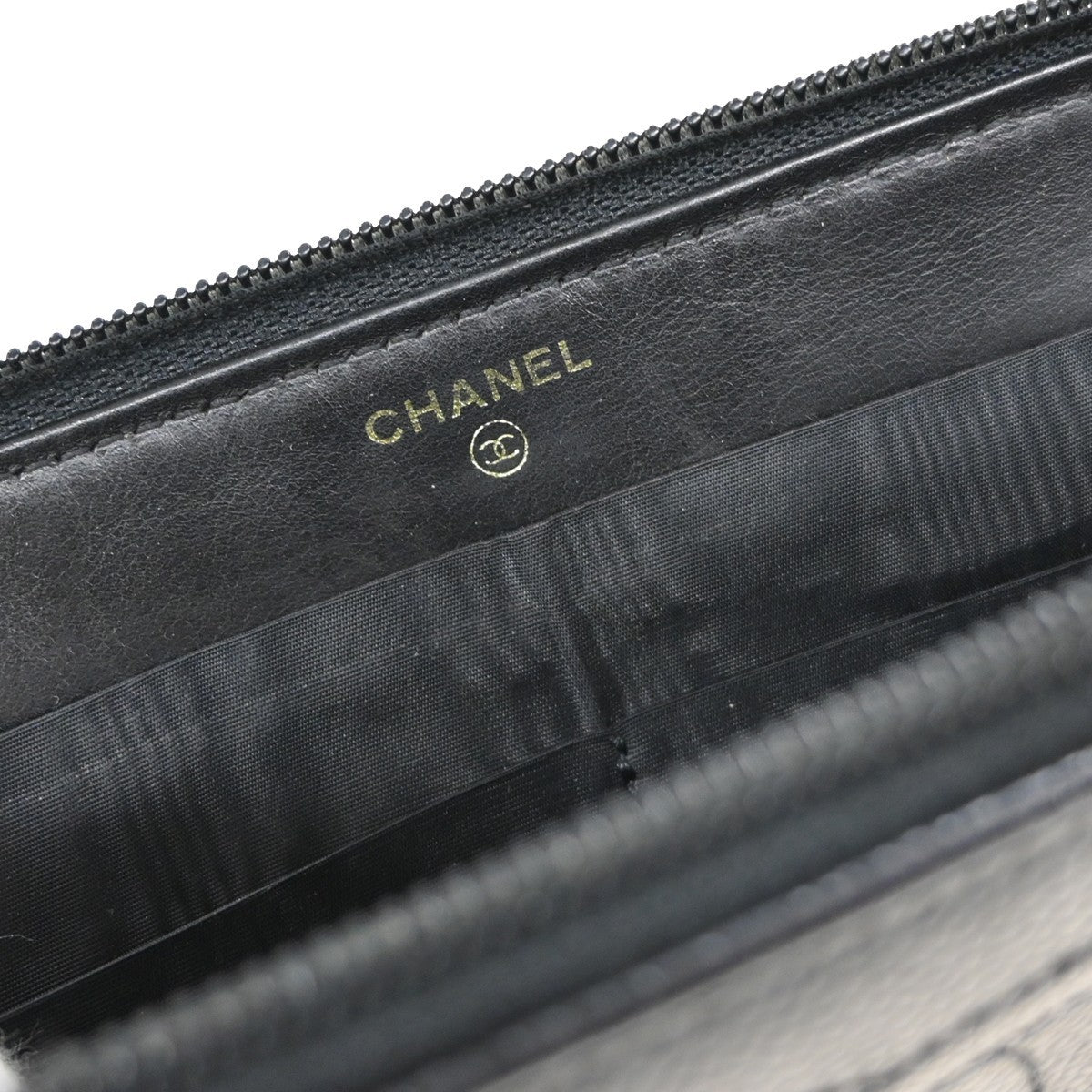 Chanel Portefeuille long CC logo calfskin leather, Black, Leather, Wallet