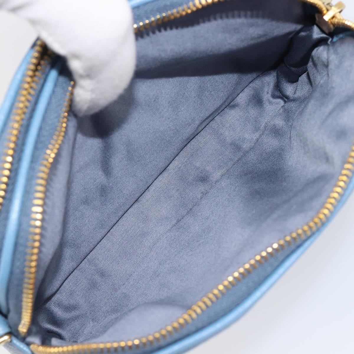 Miu Miu Double Zip Pochette Leather, Blue, Leather, Clutch