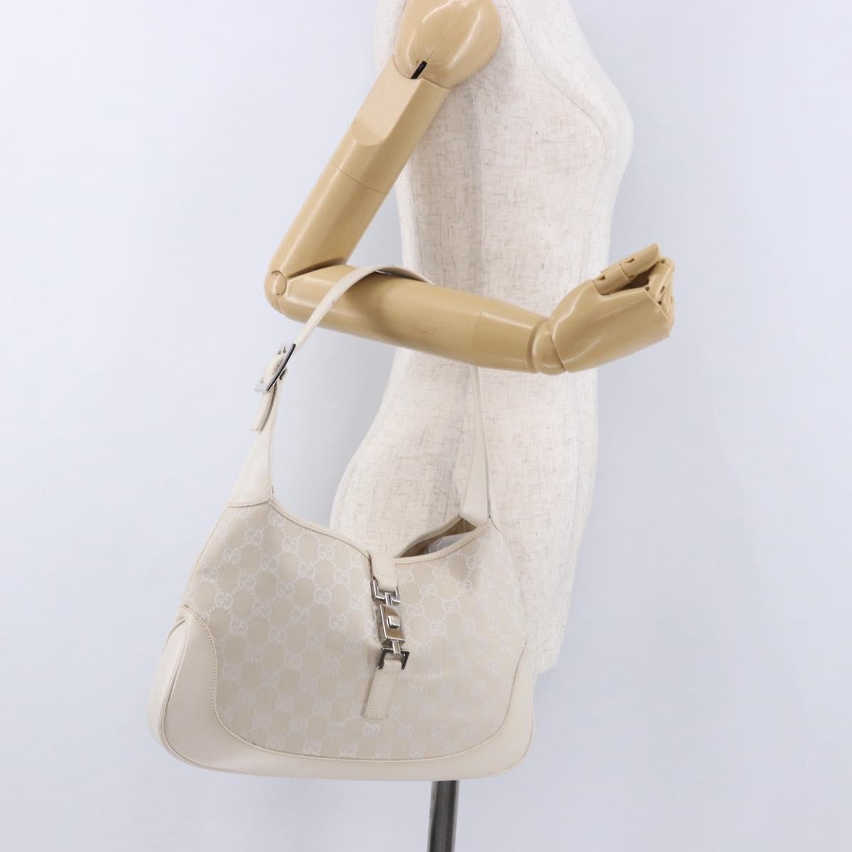 Gucci Jackie Canvas, White, Canvas, Handbag