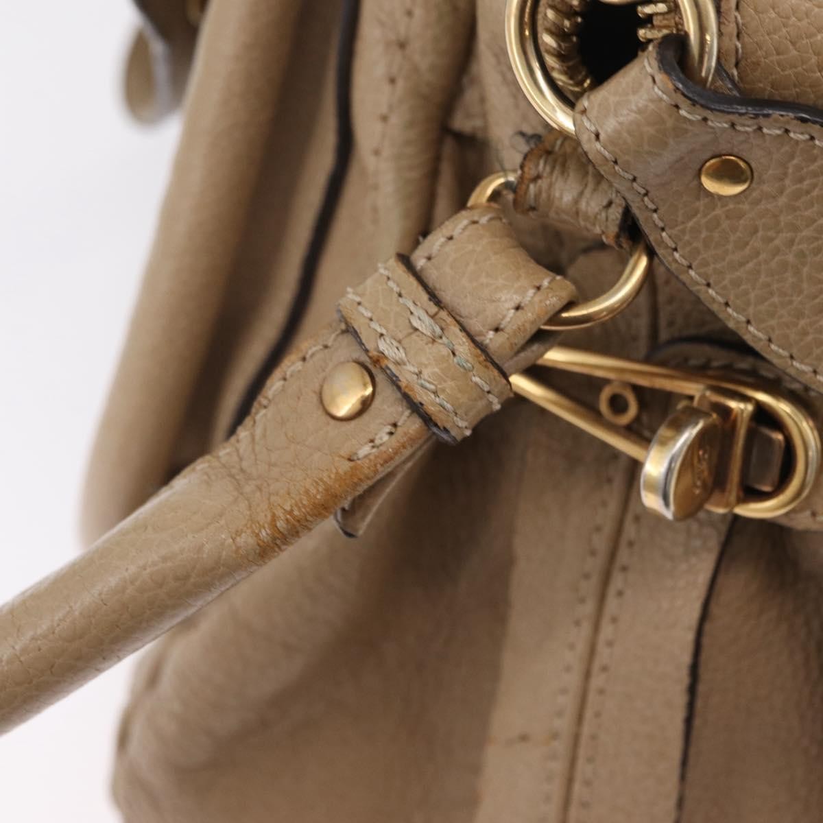 Chloe Paraty Top Handle Leather, Beige, Leather, Handbag