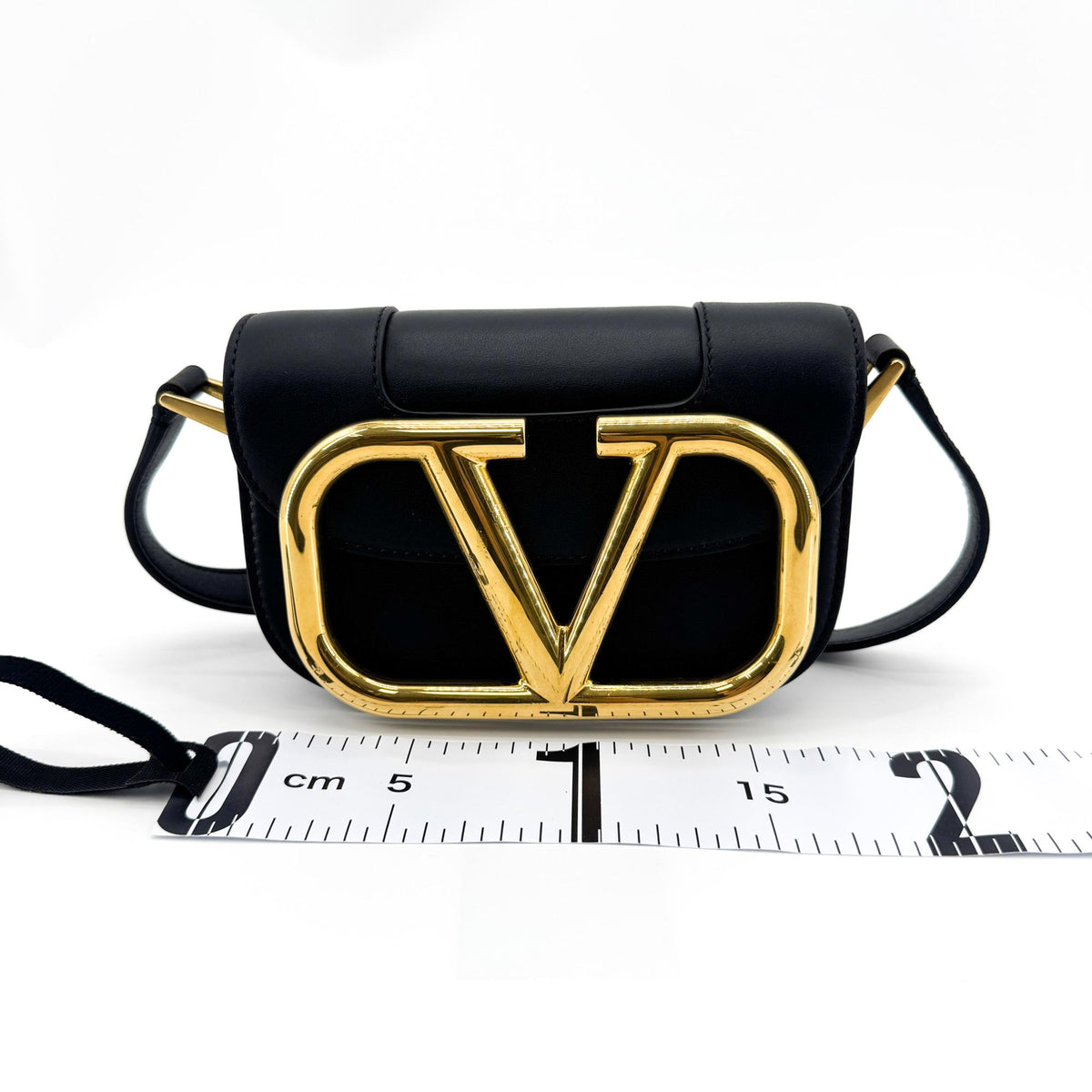 Valentino Garavani Supervee Leather, Black, Leather, Crossbody Bag