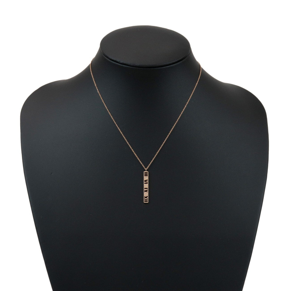 Tiffany & Co. Atlas Pierced Bar Drop Pendant 18K Rose Gold with Diamonds, Pink, Rose Gold, Necklace