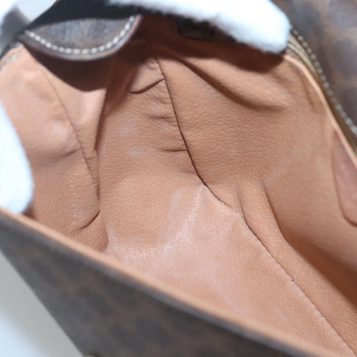 Celine Vintage Macadam Circle Logo Canvas and Leather, Brown, Canvas, Shoulder Bag