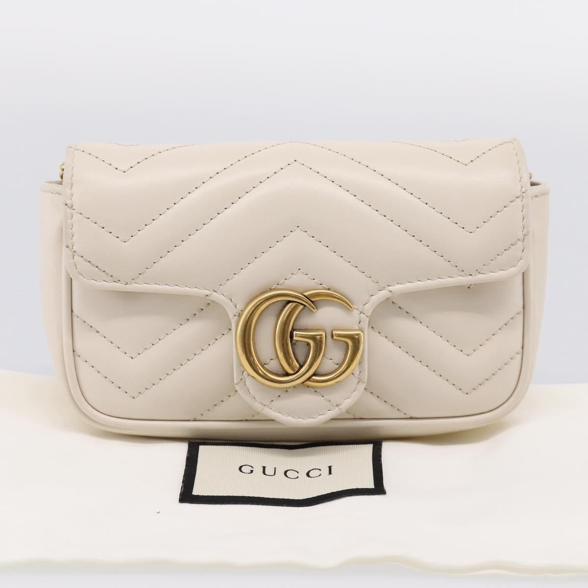 Gucci GG Marmont Flap Chain GG Coated Canvas and Leather, Beige, Leather, Shoulder Bag