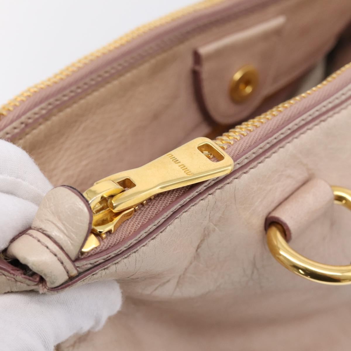 Miu Miu Vitello Lux Ring Satchel Leather, Pink, Leather, Handbag