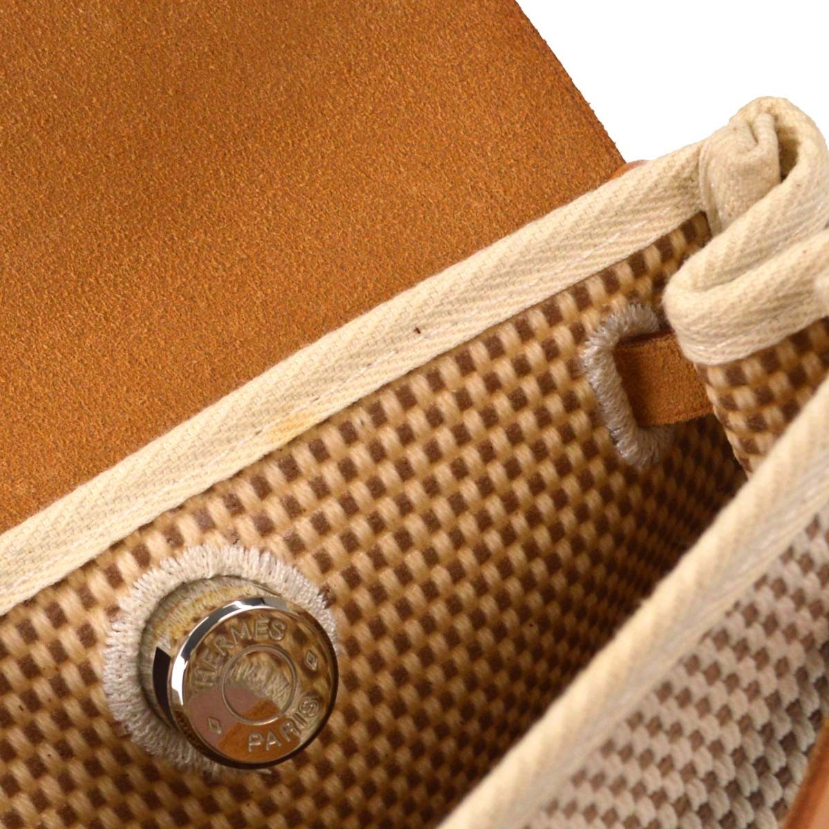 Hermes Herbag Toile and Leather, Beige, Canvas, Handbag