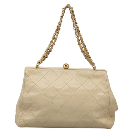 Chanel Vintage Clutch Leather, BEIGE, LEATHER, Handbag