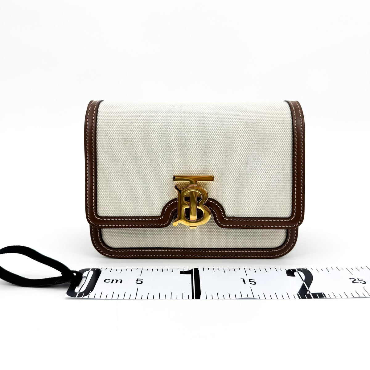 Burberry TB Crossbody Bag Canvas and Leather, Brown, Canvas, Crossbody Bag
