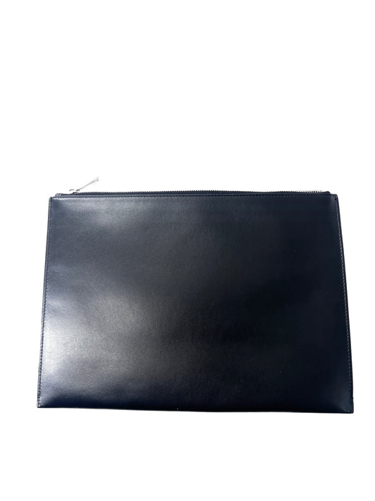 Saint Laurent Zip Pouch Leather, BLACK, LEATHER, Clutche & pouche
