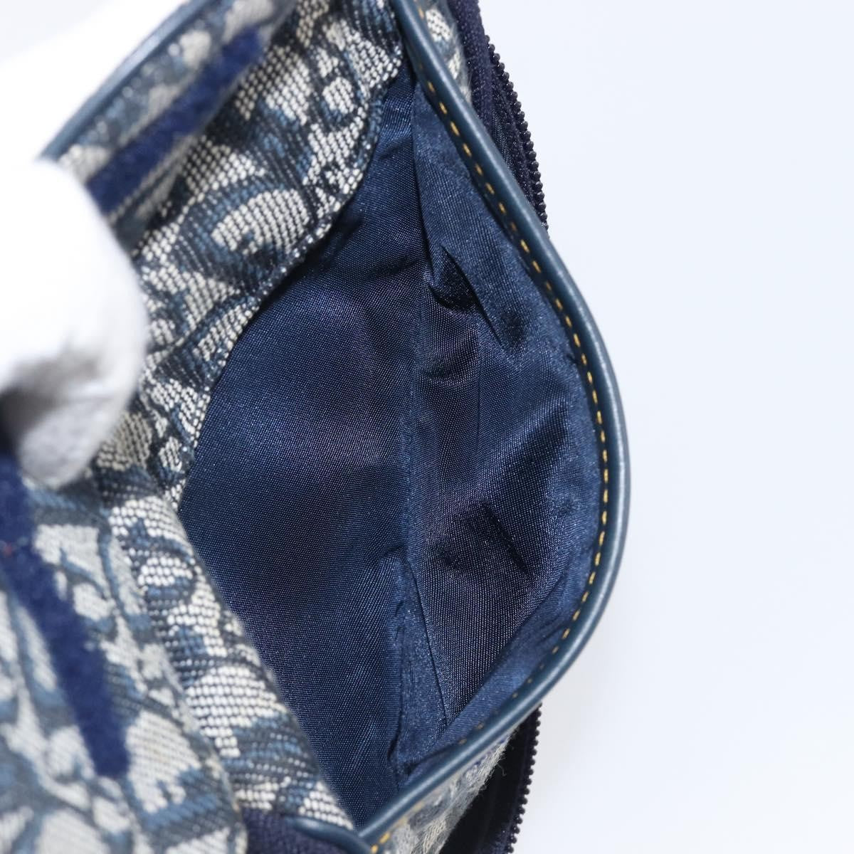 Christian Dior Saddle Zip Diorissimo Canvas, Navy, Canvas, Clutch