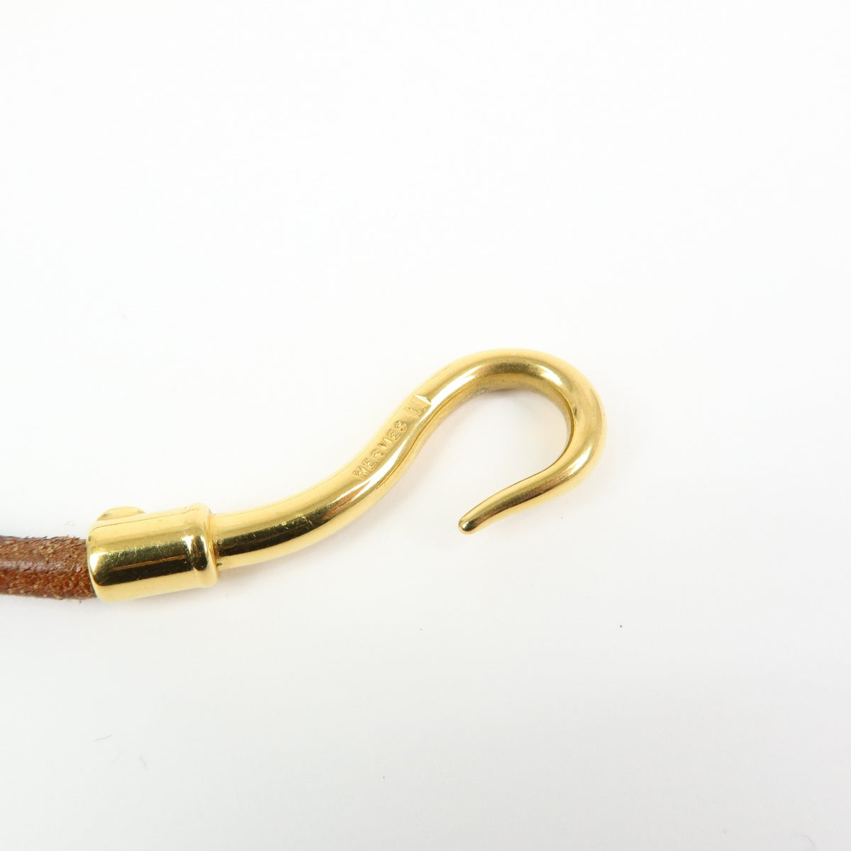 Hermes Jumbo Hook Braided Leather and Metal, Brown, Leather, Bracelet
