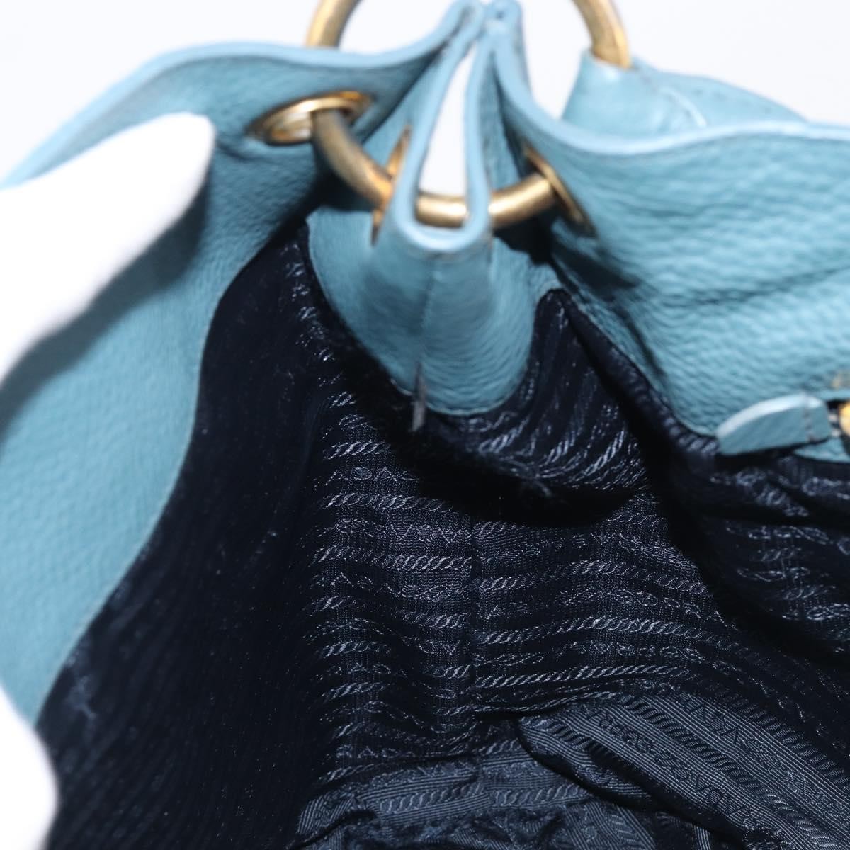 Prada Rolled Hobo Vitello Daino, Blue, Leather, Shoulder Bag