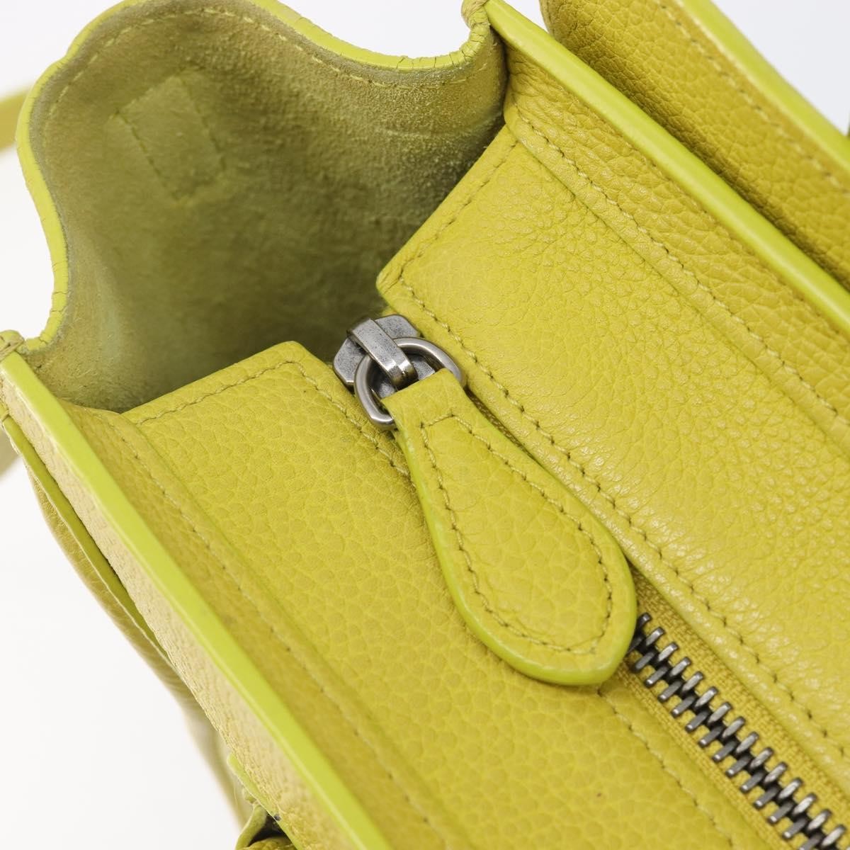 Celine Luggage Grainy Leather, Yellow, Leather, Handbag